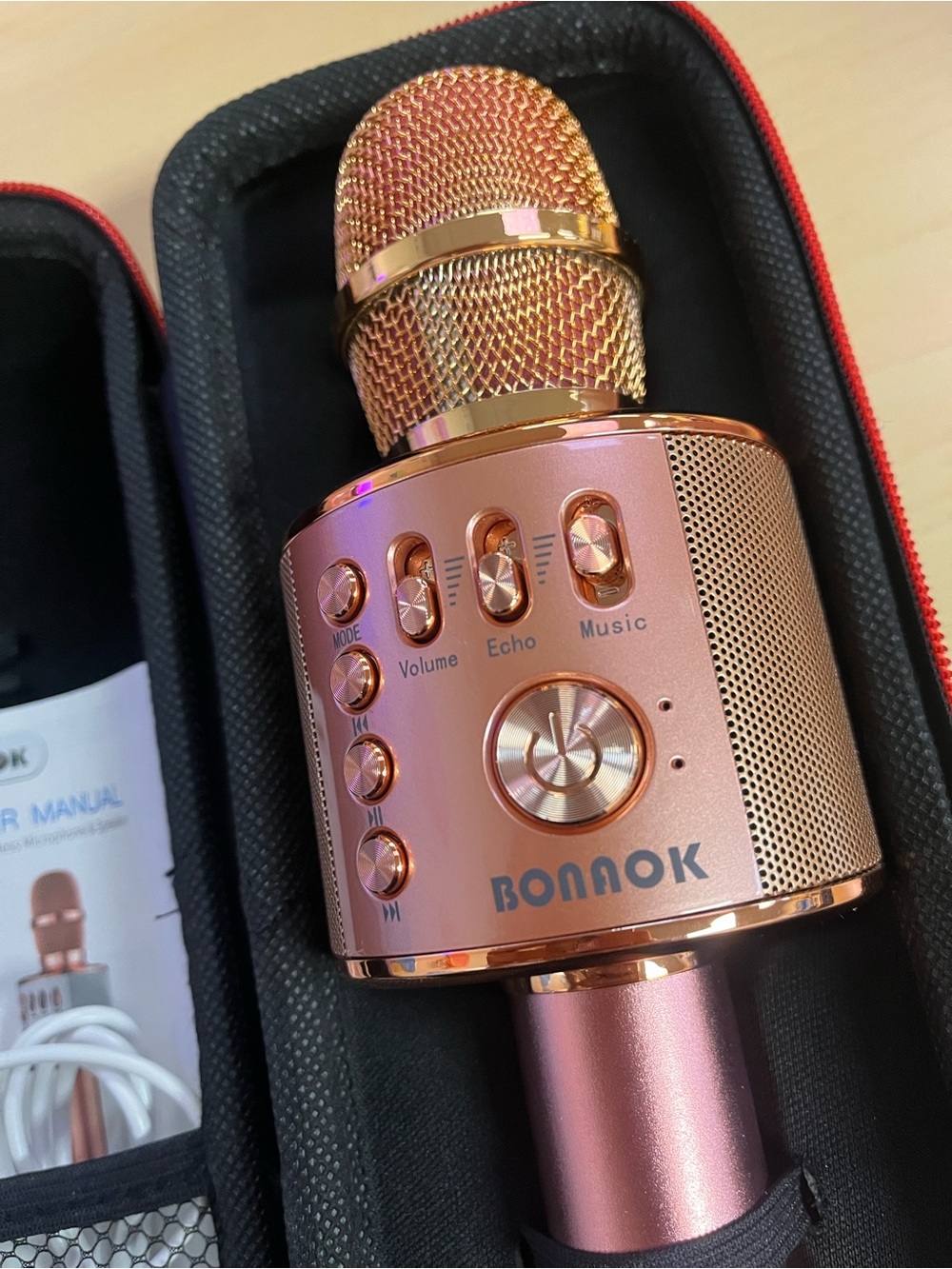 Rose Gold Bluetooth Wireless Handheld Microphone with Speaker